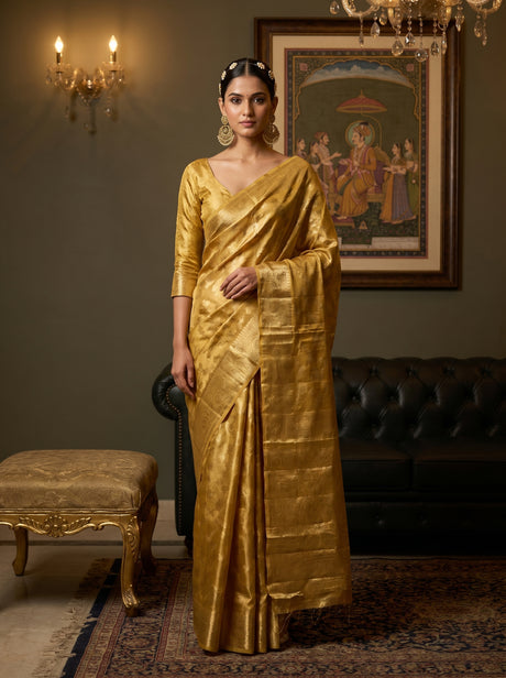 MIMOSA Mustard Kanjivaram Art Silk Saree — Mannequin Draped