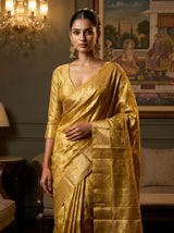 MIMOSA Mustard Kanjivaram Art Silk Saree — pose 10 styling detail