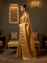 MIMOSA Mustard Kanjivaram Art Silk Saree — Full View on Model