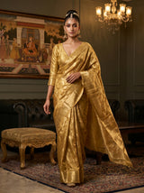 MIMOSA Mustard Kanjivaram Art Silk Saree — pose 6 styling detail