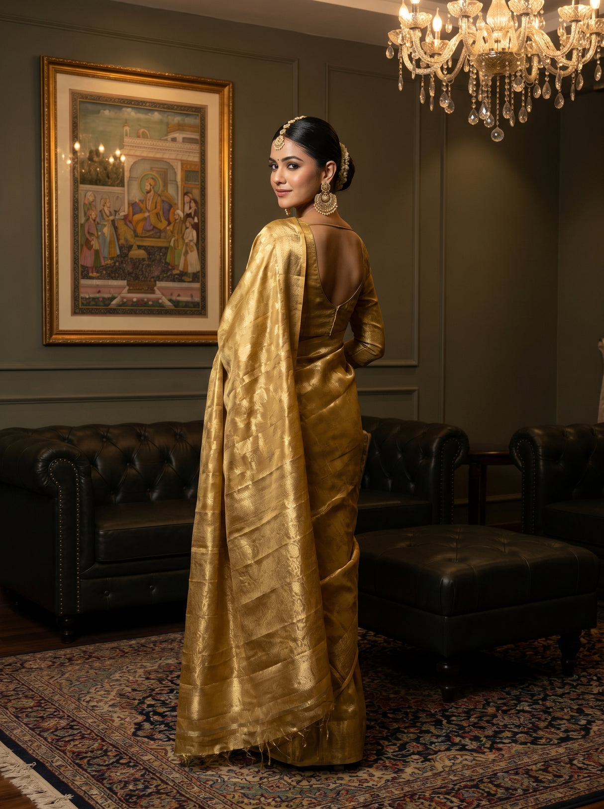 MIMOSA Mustard Kanjivaram Art Silk Saree — pose 9 styling detail