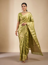 MIMOSA Olive Kanjivaram Art Silk Saree — pose 6 styling detail