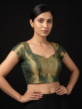 MIMOSA Rama Kanjivaram Art Silk Saree — blouse close-up