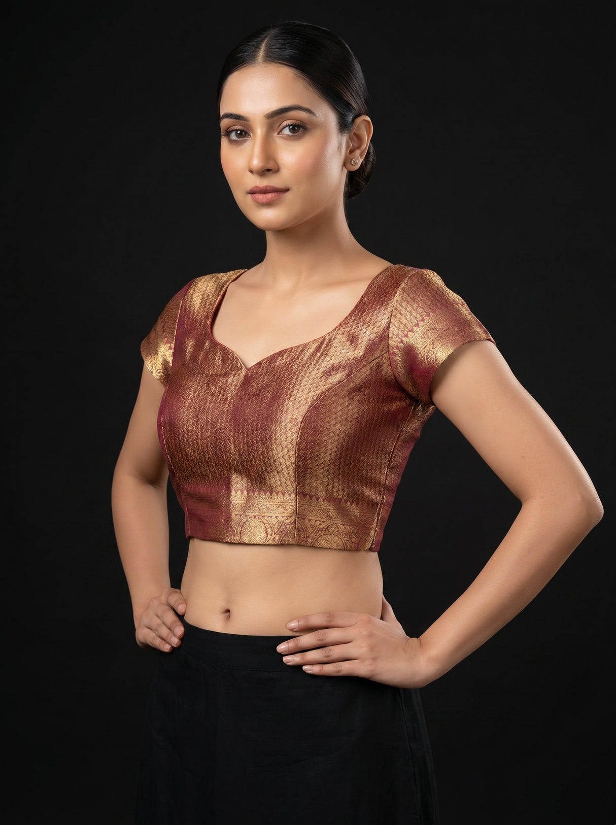 MIMOSA Rani Kanjivaram Art Silk Saree — blouse close-up