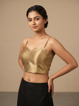 MIMOSA Chikoo Kanjivaram Art Silk Saree — blouse close-up