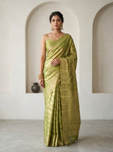MIMOSA Olive Kanjivaram Art Silk Saree — mannequin view