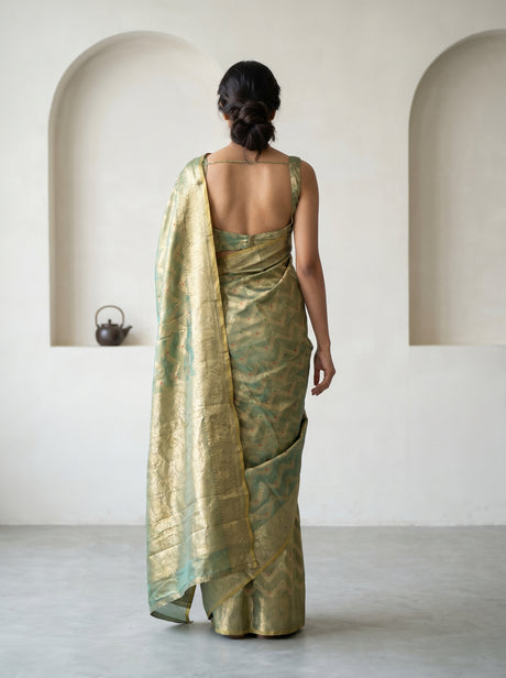 MIMOSA Rama Kanjivaram Art Silk Saree — blouse fabric detail