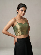 MIMOSA Rama Kanjivaram Art Silk Saree — blouse close-up