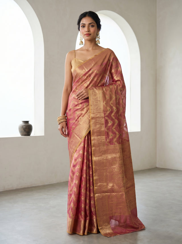 MIMOSA Rani Kanjivaram Art Silk Saree — mannequin view