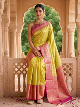 MIMOSA Gold Banarasi Art Silk Saree — pose 8 styling detail
