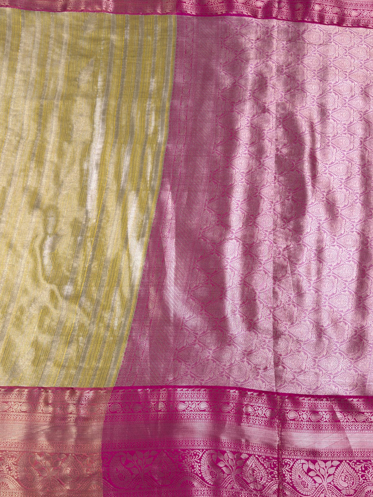 MIMOSA Gold Banarasi Art Silk Saree — pallu and zari work detail