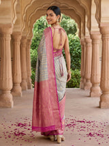 MIMOSA Grey Banarasi Art Silk Saree — pose 7 styling detail