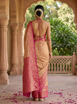 MIMOSA Peach Banarasi Art Silk Saree — pose 2 styling detail