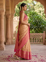 MIMOSA Peach Banarasi Art Silk Saree — pose 3 styling detail