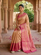 MIMOSA Peach Banarasi Art Silk Saree — pose 8 styling detail