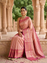 MIMOSA Pink Banarasi Art Silk Saree — pose 8 styling detail