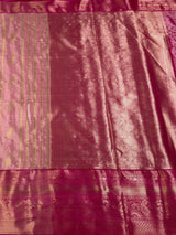 MIMOSA Pink Banarasi Art Silk Saree — pallu and zari work detail