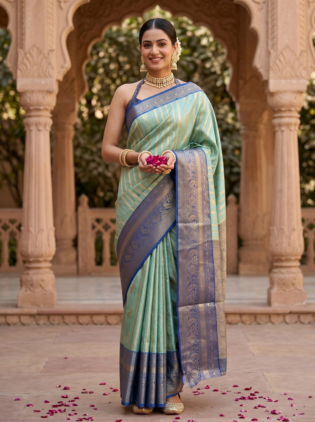 MIMOSA Rama Banarasi Art Silk Saree — AI Model lifestyle