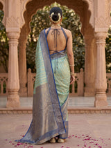 MIMOSA Rama Banarasi Art Silk Saree — pose 2 styling detail