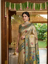 MIMOSA Green Paithani Art Silk Saree — Lifestyle View