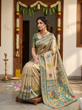 MIMOSA Green Paithani Art Silk Saree — pose 8 styling detail