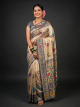 MIMOSA Navy Paithani Art Silk Saree — Draped on Mannequin