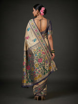 MIMOSA Navy Paithani Art Silk Saree — Blouse Fabric Detail