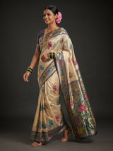 MIMOSA Navy Paithani Art Silk Saree — pose 7 styling detail