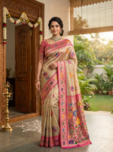 MIMOSA Red Paithani Art Silk Saree — Draped on Mannequin
