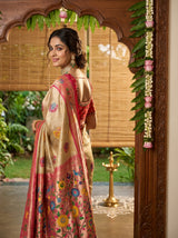 MIMOSA Red Paithani Art Silk Saree — pose 9 styling detail