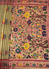 MIMOSA Red Paithani Art Silk Saree — pallu and zari work detail