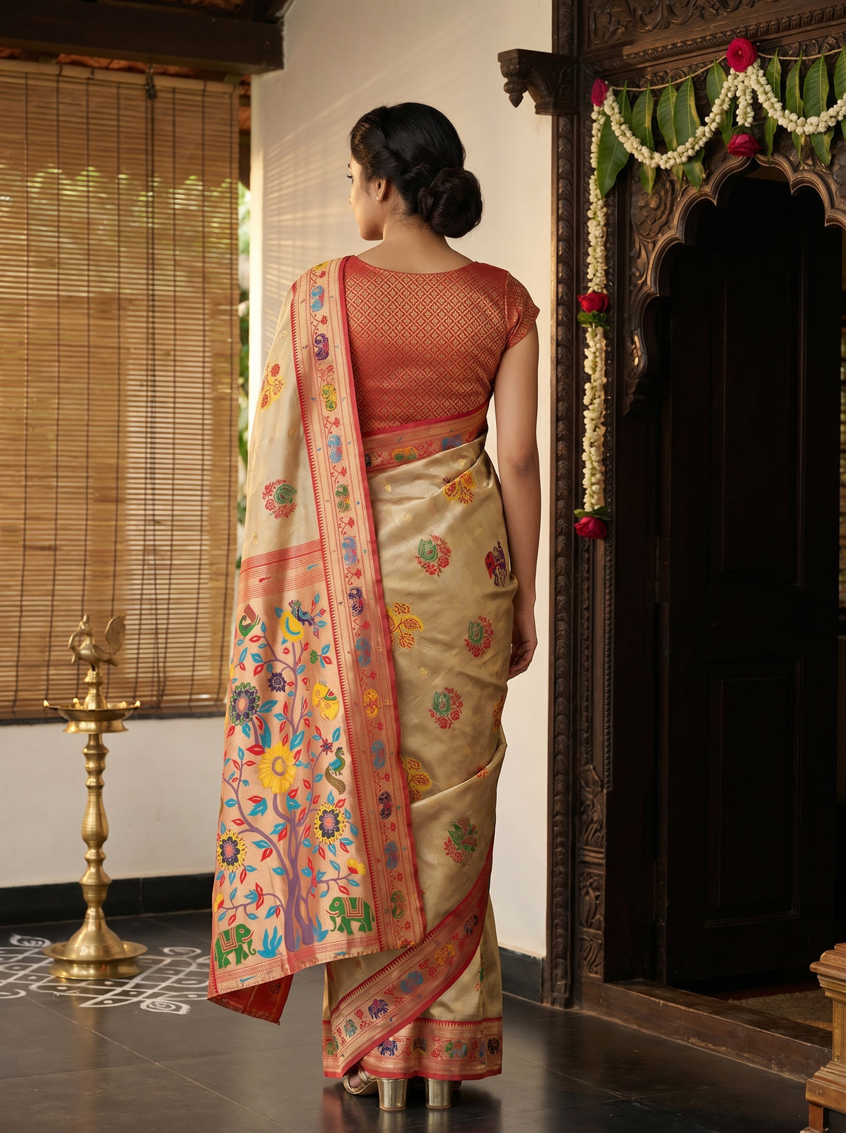MIMOSA Rani Paithani Art Silk Saree — Blouse Fabric Detail