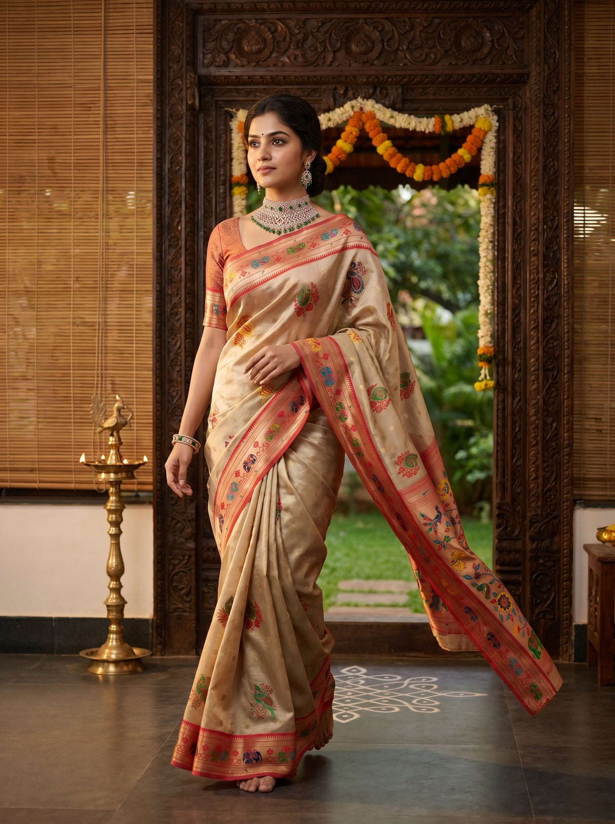 MIMOSA Rani Paithani Art Silk Saree — pose 7 styling detail