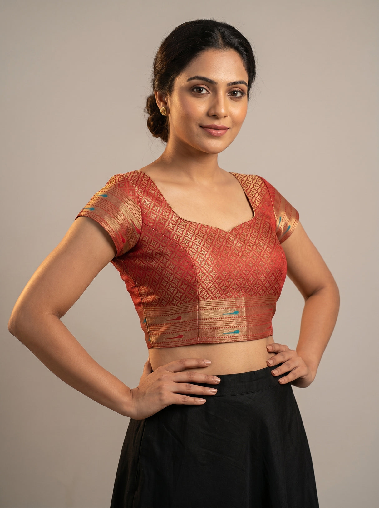 MIMOSA Rani Paithani Art Silk Saree — blouse close-up