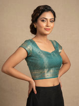 MIMOSA Saffire Paithani Art Silk Saree — blouse close-up