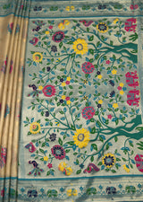 MIMOSA Saffire Paithani Art Silk Saree — pallu and zari work detail
