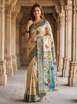MIMOSA Green Paithani Art Silk Saree — Mannequin Draped