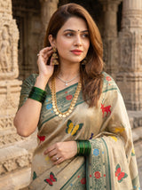 MIMOSA Green Paithani Art Silk Saree — pose 10 styling detail