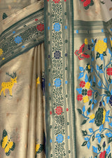 MIMOSA Green Paithani Art Silk Saree — fleets shot full lifestyle