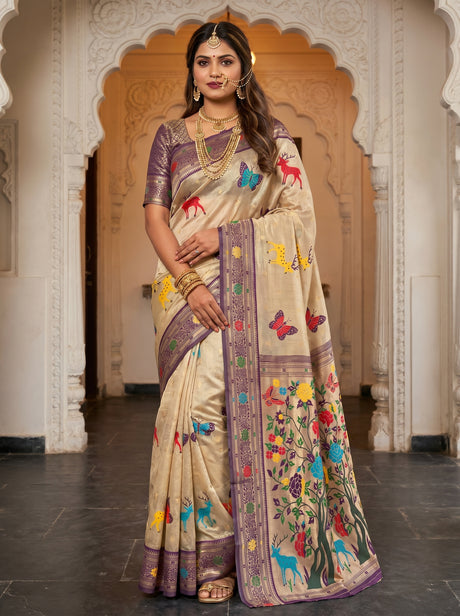 MIMOSA Magenta Paithani Art Silk Saree — Mannequin Draped