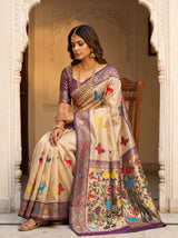 MIMOSA Magenta Paithani Art Silk Saree — pose 8 styling detail