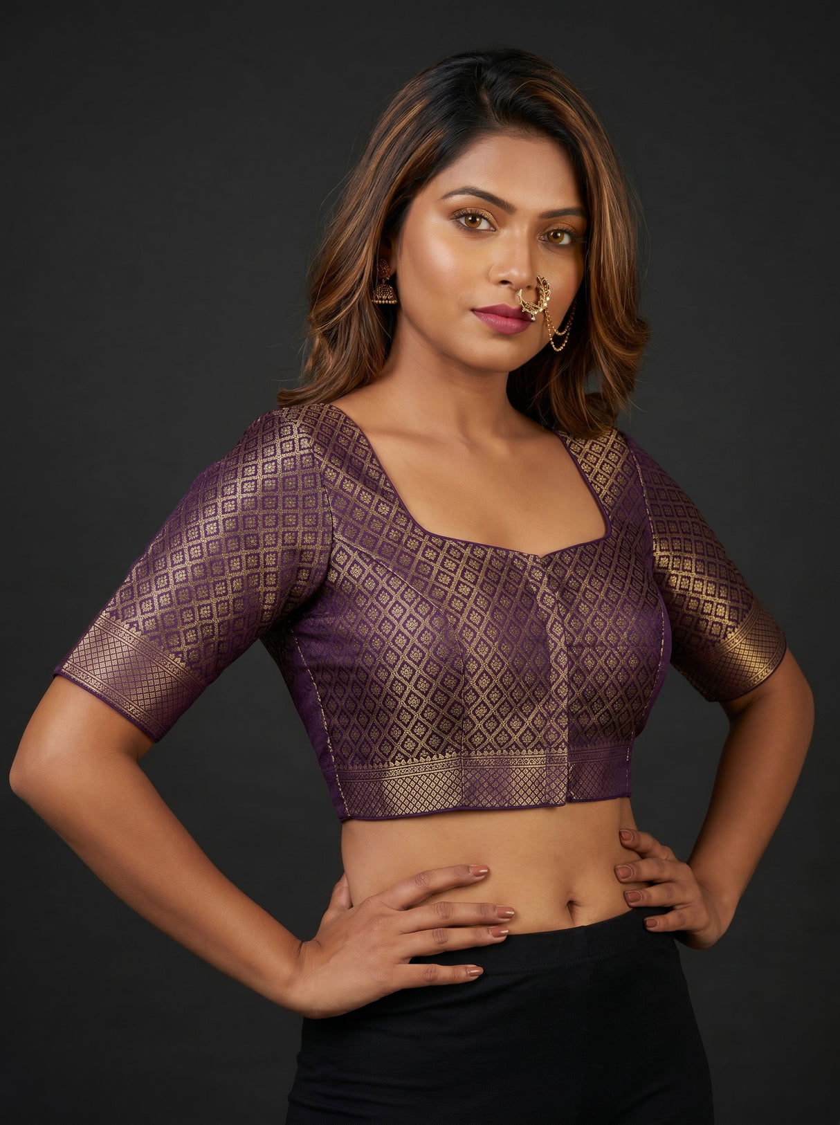 MIMOSA Magenta Paithani Art Silk Saree — blouse close-up