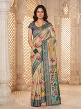 MIMOSA Navy Paithani Art Silk Saree — Mannequin Draped