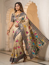 MIMOSA Navy Paithani Art Silk Saree — pose 7 styling detail