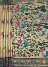 MIMOSA Navy Paithani Art Silk Saree — pallu and zari work detail