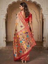 MIMOSA Red Art Silk Paithani Saree — Blouse Fabric Detail