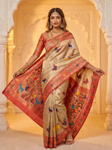MIMOSA Red Paithani Art Silk Saree — pose 6 styling detail