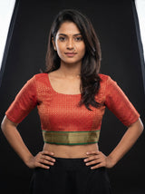 MIMOSA Red Paithani Art Silk Saree — blouse close-up