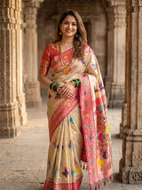 MIMOSA Rani Paithani Art Silk Saree — pose 5 styling detail