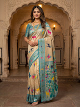 MIMOSA Saffire Paithani Art Silk Saree — Mannequin Draped